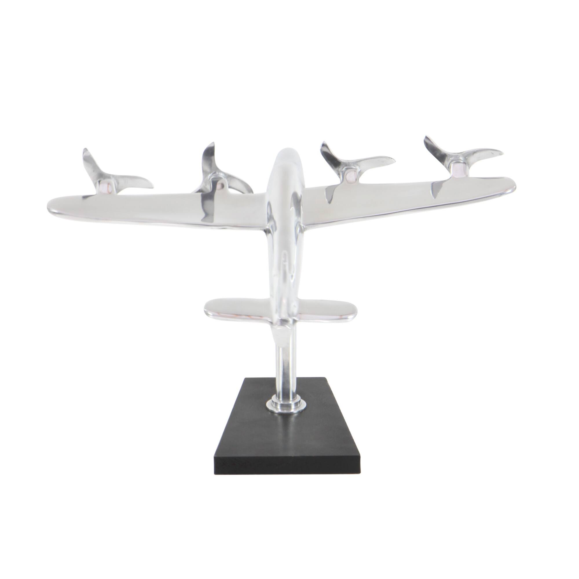 Silver Aluminum Sculpture, Airplane 11" x 12" x 16"